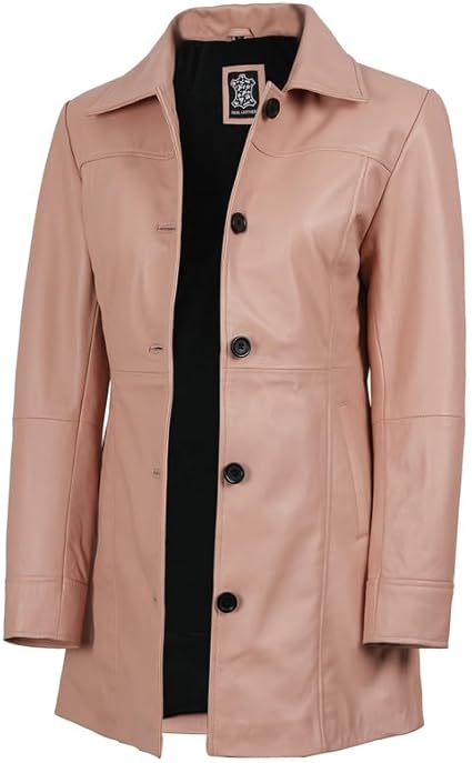 Women’s Vintage Long Leather Coat ,Genuine Leather Classic Tailored Jacket | H.H Store